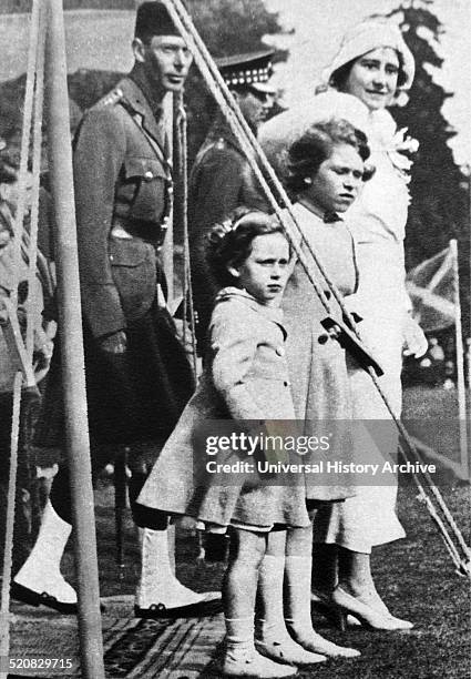 The Duke and Duchess of York together with their daughter Princess Elizabeth and Princess Margret at the Highland games at Braemar, Scotland in 1934.