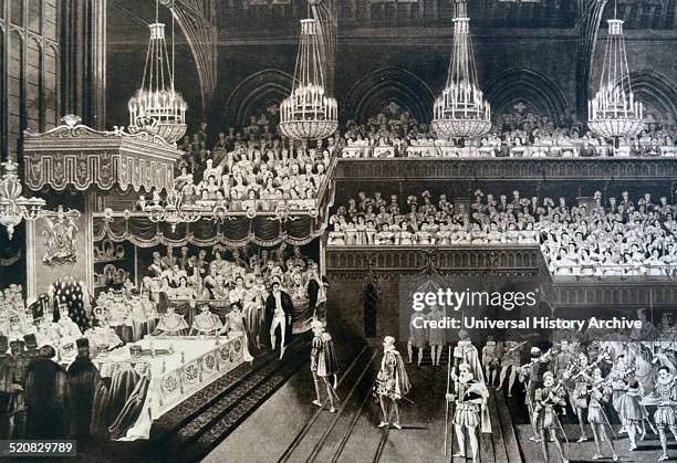 Coronation banquet of King George IV of Great Britain, at Westminster Hall, London, 1820.