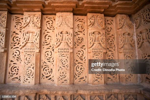 carved wall of saas bahu temple, gwalior fort, madhya pradesh, india - madhya pradesh fort stock pictures, royalty-free photos & images