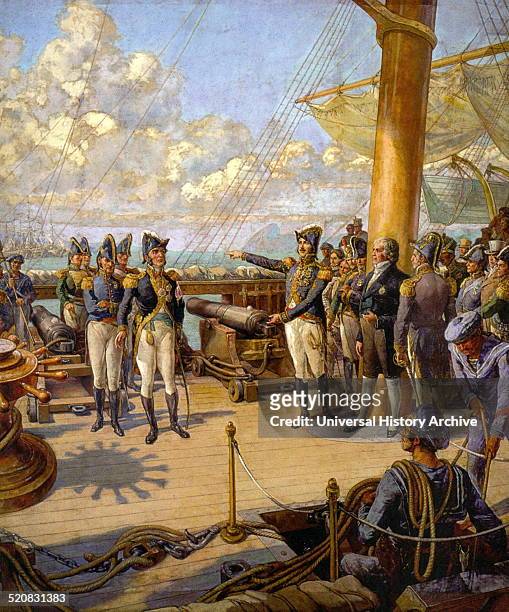On board the frigate União Emperor Pedro I of Brazil orders Portuguese officer Jorge Avilez to return to Portugal after his failed rebellion on...