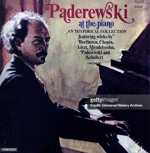 Rocord cover showing Ignacy Jan Paderewski Polish pianist and composer, politician, and spokesman for Polish independence.