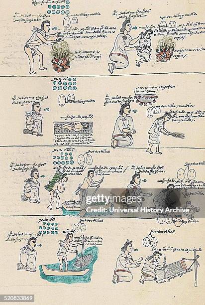 The Codex Mendoza, Aztec codex, created about twenty years after the Spanish conquest of Mexico with the intent that it be seen by Charles V, the...