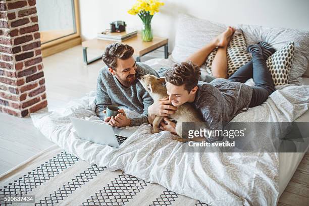 best friend - gay couple in love stock pictures, royalty-free photos & images