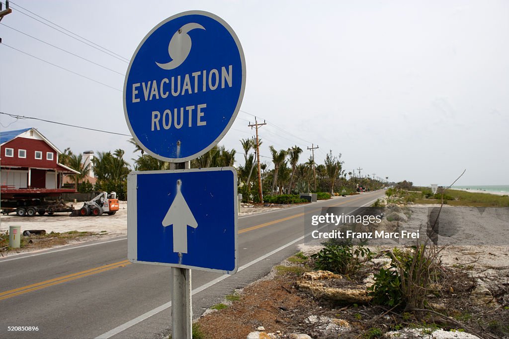 Evacuation Route Sign on Captiva Island