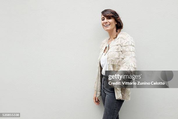 Paola Maugeri poses at the Elle.it lounge during the Milan Design Week on April 13, 2016 in Milan, Italy.