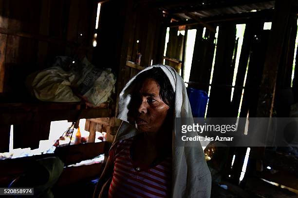 Farmer inside her house in Arakan on April 12, 2016 in Cotabato, Mindanao, Philippines. The heatwave brought on by the El Nino weather phenomenon has...