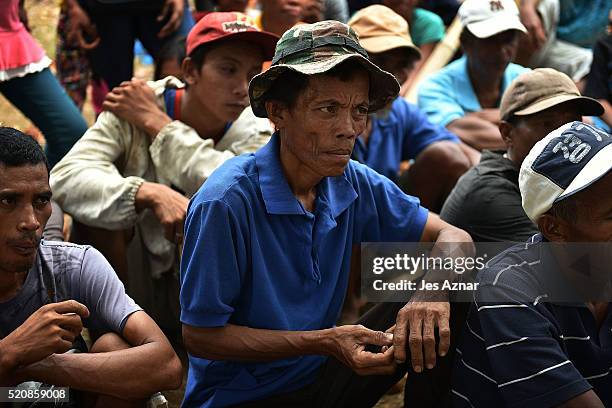 Farmers gather for a meeting on how to help each other in search of alternative food sources in Kabacan on April 9, 2016 in Cotabato, Mindanao,...