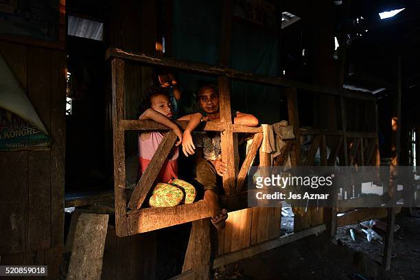 Farming family inside their house in Arakan on April 6, 2016 in Cotabato, Mindanao, Philippines. The heatwave brought on by the El Nino weather...