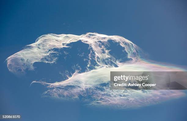 jet stream winds over the annapurna himalayas in nepal, with rainbow colors - sundog stock pictures, royalty-free photos & images