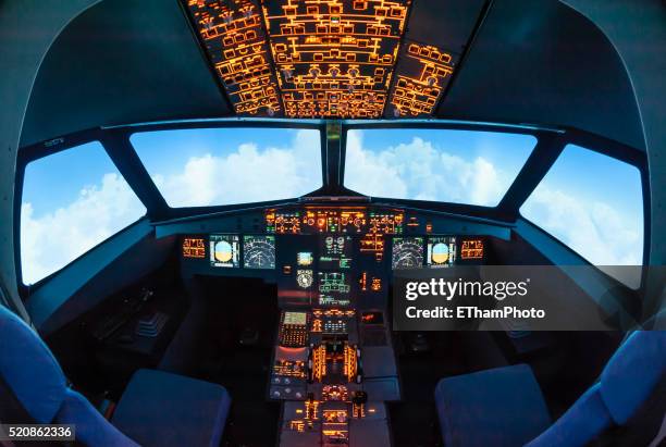 airbus a320 cockpit - airbus cockpit stock pictures, royalty-free photos & images