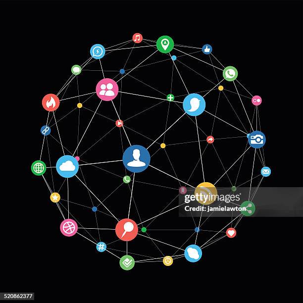 connected social network - wireframe vector stock illustrations