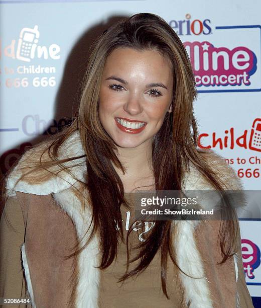 Jodi Albert poses at a photocall for the eighth annual 'Cheerios Childline concert' on January 30, 2005 at The Point Theatre, Dublin, Ireland.