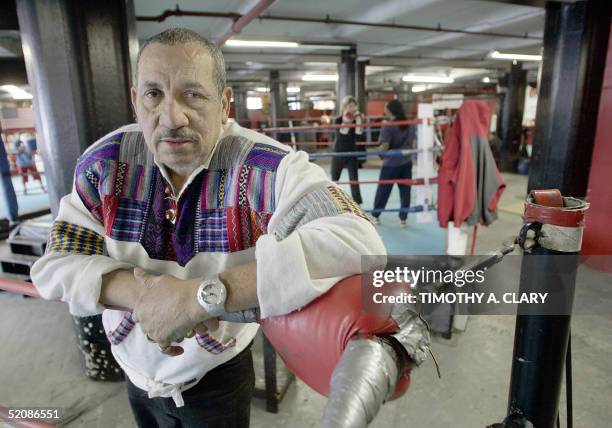 Panamanian who trained Hilary Swank as boxer found a true star pupil: Legendary boxing trainer Hector "Panama" Roca at Gleason's Gym in Brooklyn, New...