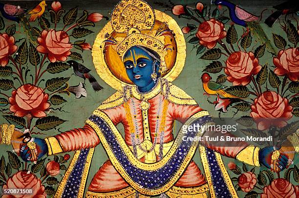 painting of krishna - hindu god krishna stock-fotos und bilder