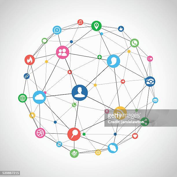 illustrazioni stock, clip art, cartoni animati e icone di tendenza di connessione social network - nodo dati