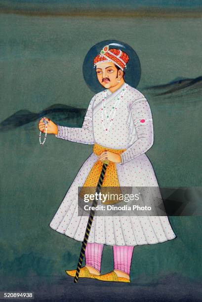 miniature painting of mughal emperor akbar, india, asia - emperor stock pictures, royalty-free photos & images