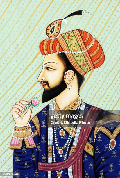 miniature painting of mughal emperor shah jahan, india, asia - emperor stock pictures, royalty-free photos & images