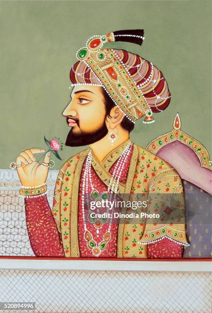 miniature painting of mughal emperor shah jahan, india, asia - royal person stock pictures, royalty-free photos & images