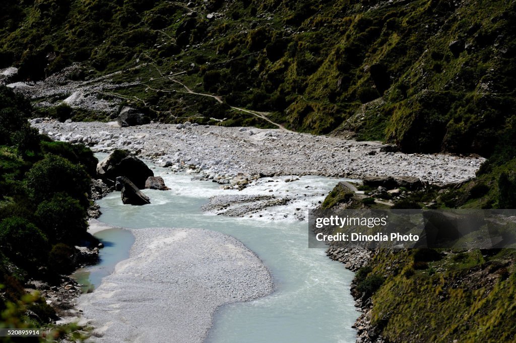 Keshav prayag Confluence of Saraswati and Alokananda river, Garhwal, Uttarakhand, India, Asia