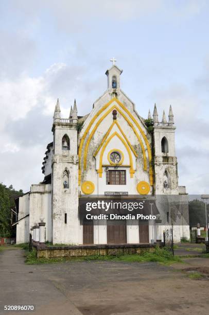 nossa senhora de belem church in chandor at goa, india - chandor india stock pictures, royalty-free photos & images