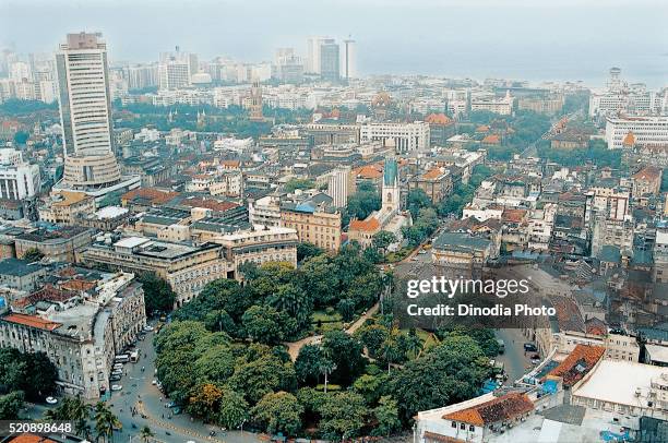 aerial view of horniman circle at mumbai, maharashtra, india - mumbai skyline stock pictures, royalty-free photos & images