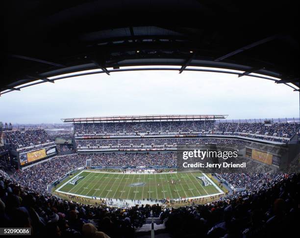 Fisheye view of the entire field with the overhang during the game between the Cincinnati Bengals and Philadelphia Eagles at Lincoln Financial Field...