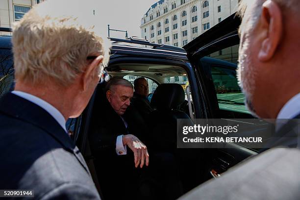 Former Brazilian national football federation president José Maria Marin, leaves the Court of the eastern district in Brooklyn New York on April 13,...