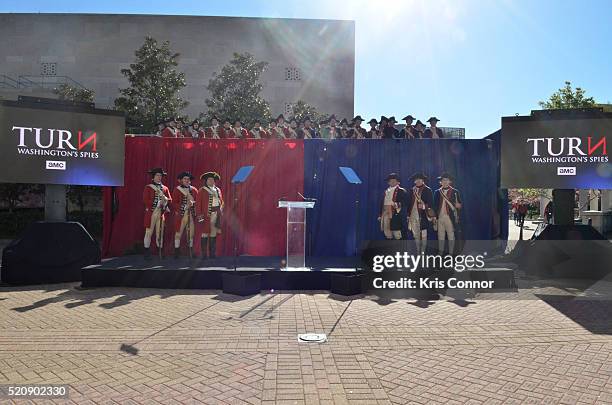 General view of the "TURN: Washington Spies- DC Key Art Unveiling" at Kogan Plaza on The George Washington University campus on April 13, 2016 in...