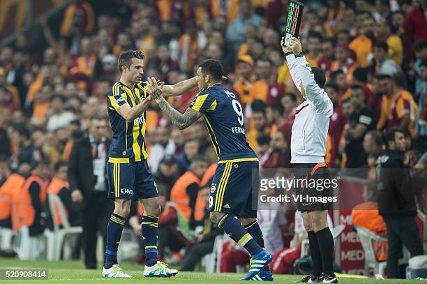 Robin van Persie of Fenerbahce, Jose Fernando Viana de Santana of Fenerbahce during the Super Lig match between Galatasaray and Fenerbahce on April...
