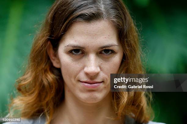 Fencer Maria Belen Perez Maurice of Argentina poses during an exclusive interview at Fundación Argentina de Esgrima on April 08, 2016 in Buenos...