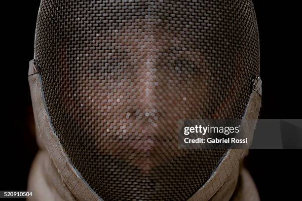 Fencer Maria Belen Perez Maurice of Argentina poses during an exclusive interview at Fundación Argentina de Esgrima on April 08, 2016 in Buenos...