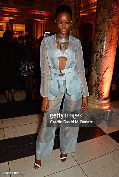 Mayowa Nicholas attends a private view of new exhibition "Undressed: A Brief History Of Underwear" at The V&A on April 13, 2016 in London, England.