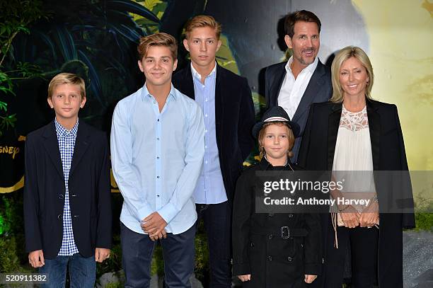 Crown Princess Marie-Chantal of Greece , Crown Prince Pavlos of Greece and children arrive for the European premiere of "The Jungle Book" at BFI IMAX...