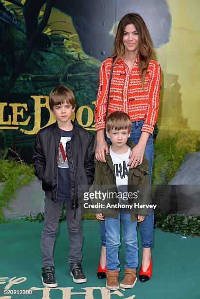 Sara Gallagher , Donovan MacDonald Gallagher and Sonny MacDonald Gallagher arrive for the European premiere of "The Jungle Book" at BFI IMAX on April...