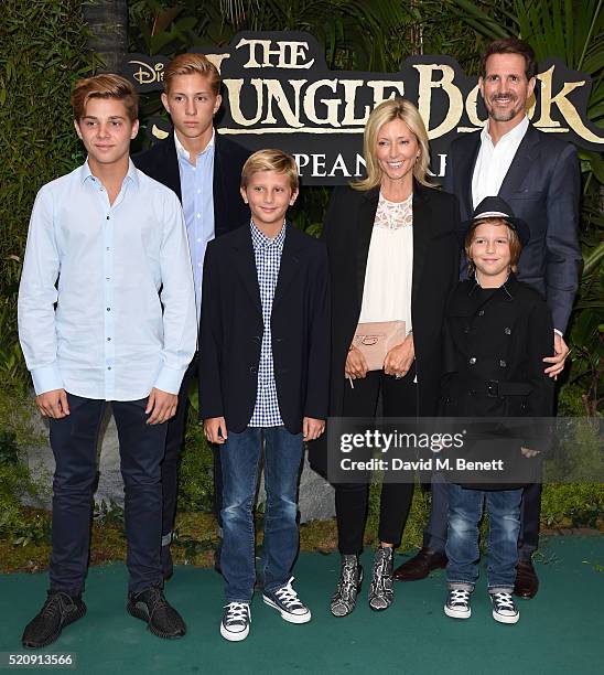 Marie- Chantal Crown princess of Greece and family arrive for the European Premiere of "The Jungle Book" at BFI IMAX on April 13, 2016 in London,...