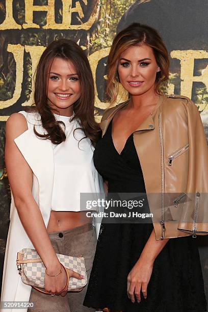 Jessica Wright and sister Natalya Wright arrive for the European premiere of "The Jungle Book" at BFI IMAX on April 13, 2016 in London, England.