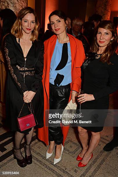 Sienna Guillory, Lara Bohinc and Chloe Franses attend a private view of new exhibition "Undressed: A Brief History Of Underwear" at The V&A on April...