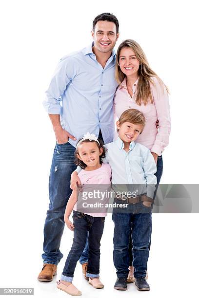 happy family smiling - four people stock pictures, royalty-free photos & images