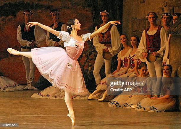 Prima ballerina Diana Vishneva performs during the "Giselle" ballet at Mariinsky Theatre in Saint-Petersburg late 31 January 2005. Giselle is the...