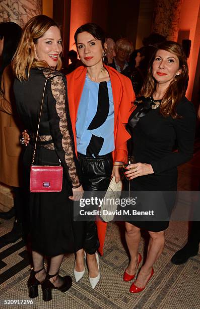 Sienna Guillory, Lara Bohinc and Chloe Franses attend a private view of new exhibition "Undressed: A Brief History Of Underwear" at The V&A on April...