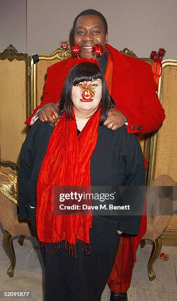 Comedians Dawn French and husband Lenny Henry attend the "Comic Relief Press Launch" at The Hospital Project on February 1, 2005 in London. This...