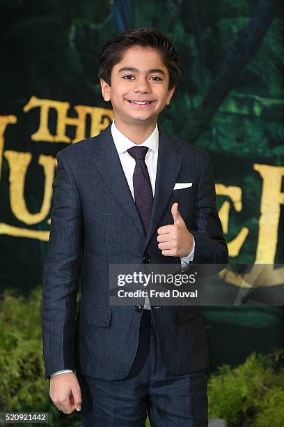 Neel Sethi attends the UK Premiere of "The Jungle Book"at BFI IMAX on April 13, 2016 in London, England.