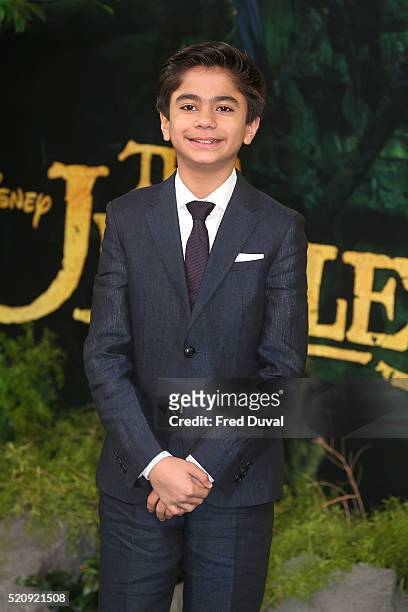 Neel Sethi attends the UK Premiere of "The Jungle Book"at BFI IMAX on April 13, 2016 in London, England.