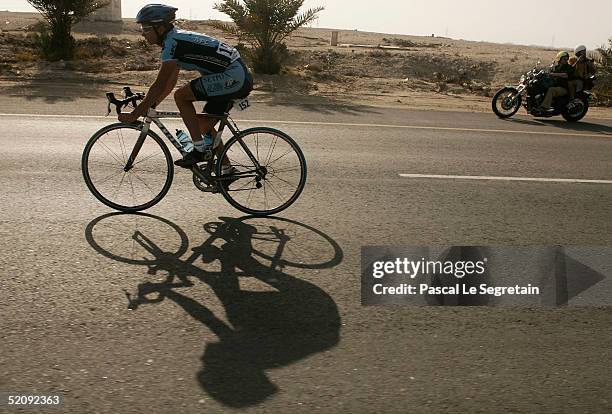 Rider Michael Carter is seen during the second stage of the Tour of Qatar cycling race between Camel Race Track and Qatar Olympic Committee on 1...