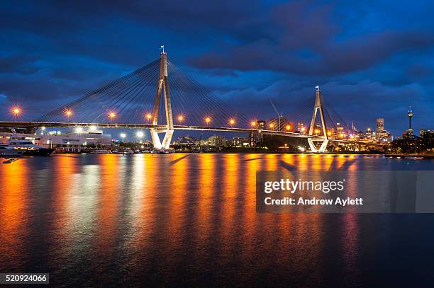 anzac bridge - glebe island bridge stock pictures, royalty-free photos & images