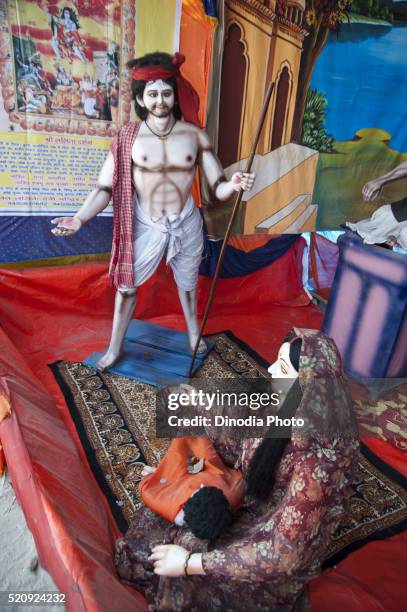 tableau of satyavadi raja harishchandra in kumbha mela at uttar pradesh, india - raja harishchandra stock pictures, royalty-free photos & images