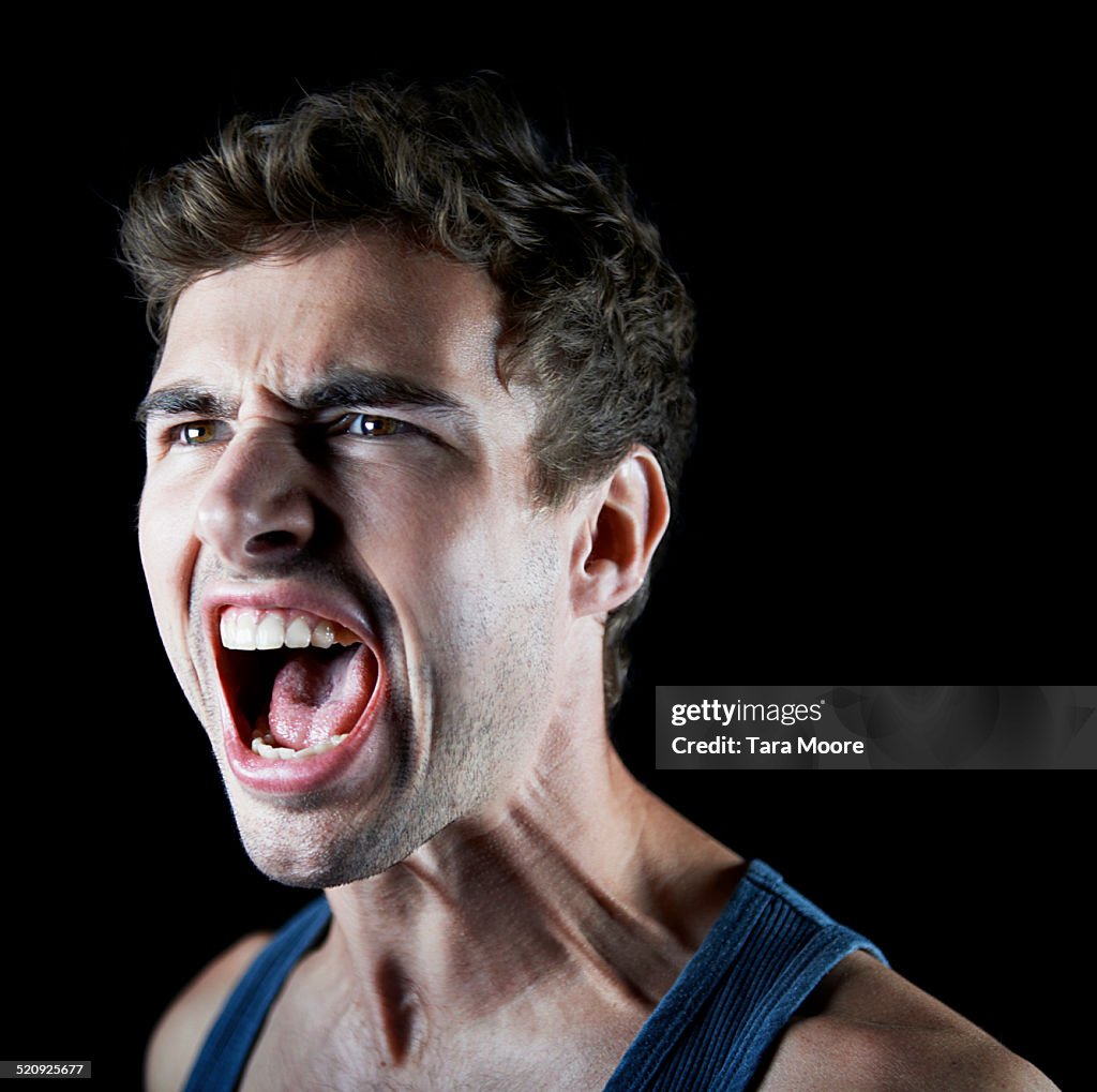 Man shouting looking angry