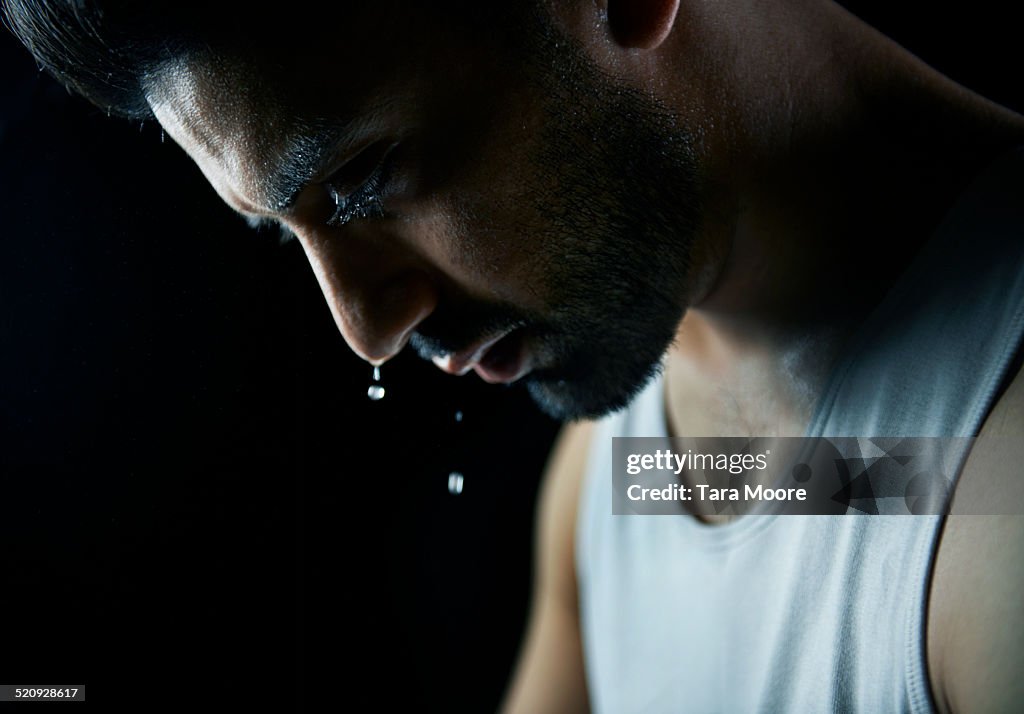 Man dripping with sweat