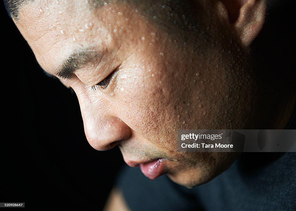 Man covered in sweat