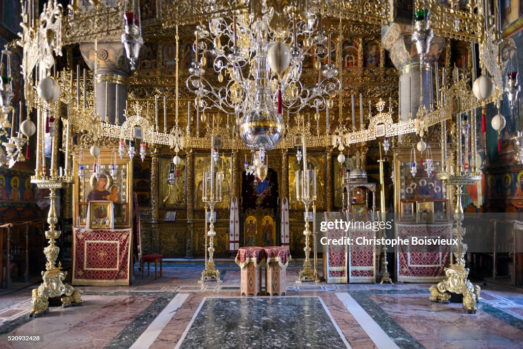 Greece, Chalkidiki, Mount Athos peninsula, listed as World Heritage, Vatopedi monastery